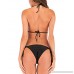 NAFLEAP Women Halter Ties Cut Push Up Swimsuits 2 PCS Cheeky String Thong Bikini Beachwear Black B07KPRRT5V